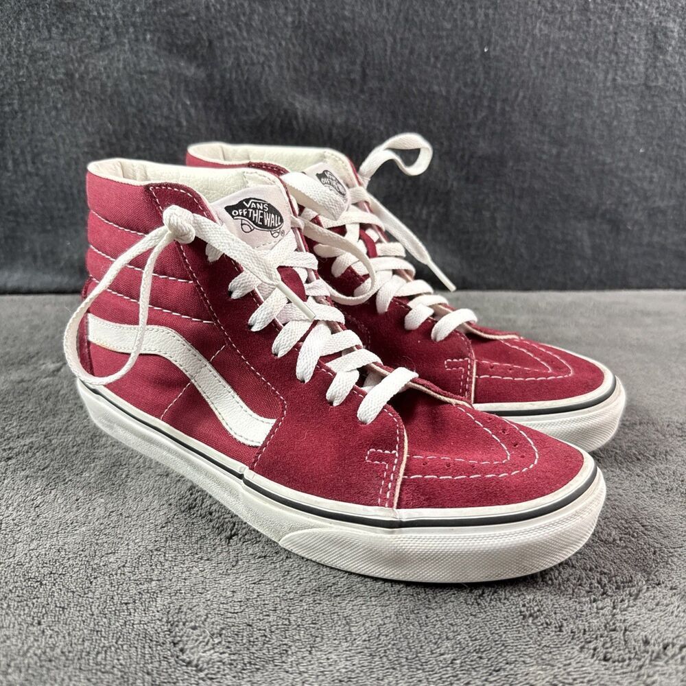 Vans Sk8-Hi Shoes Maroon W 7.5 Mens 6 US Canvas Casual High Top Skater Sneakers
